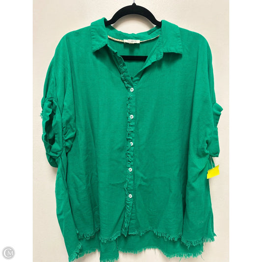 Blouse Short Sleeve By Umgee In Green, Size: S