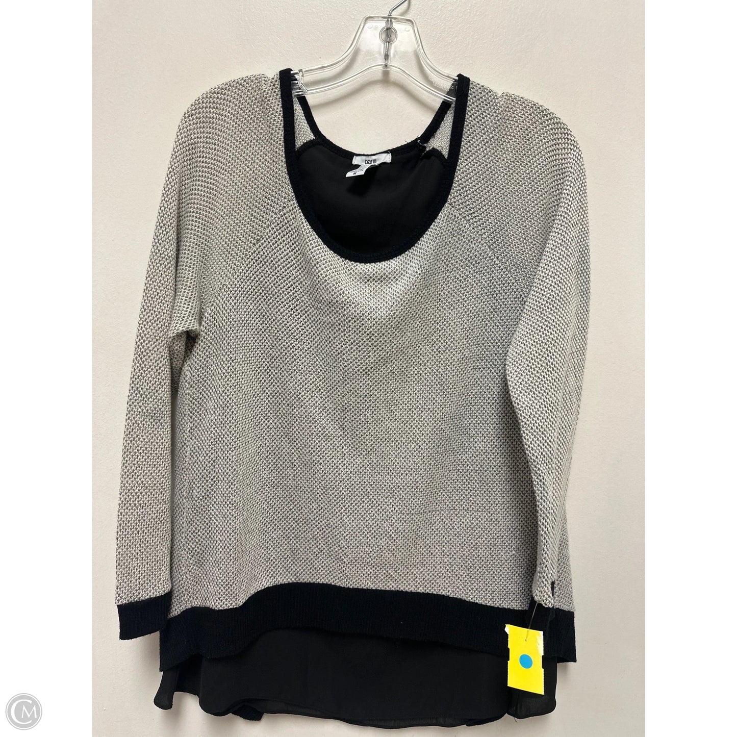 Top Long Sleeve By Bar Iii In Black & Grey, Size: M