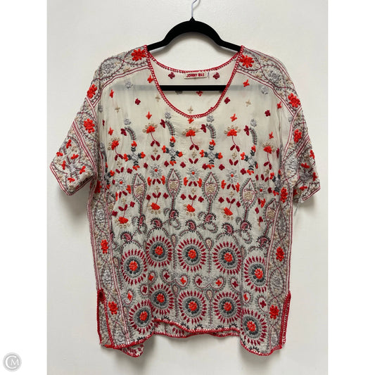 Top Short Sleeve By Johnny Was In Red & White, Size: Xs