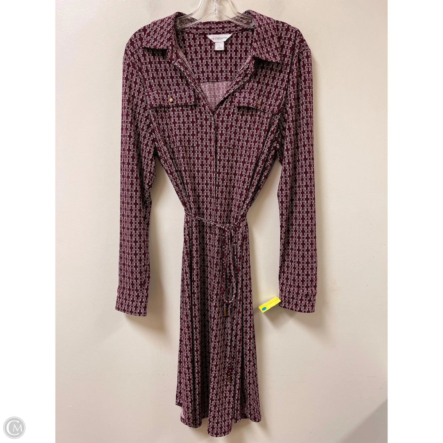 Dress Casual Midi By Liz Claiborne In Maroon, Size: L
