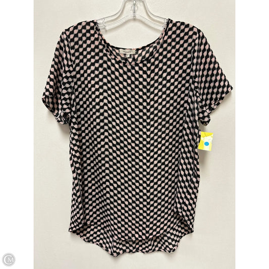 Top Short Sleeve By Pleione In Black & Pink, Size: L