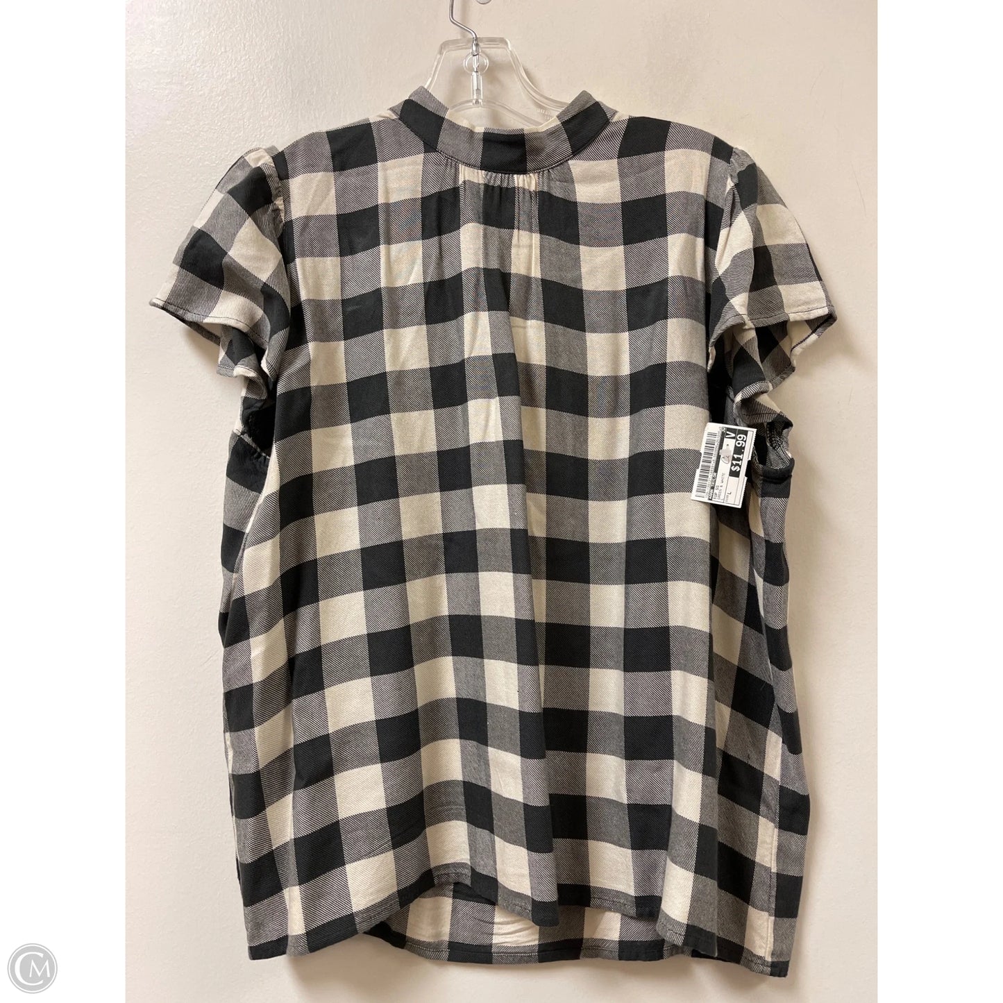 Top Short Sleeve By Ann Taylor In Green & White, Size: L
