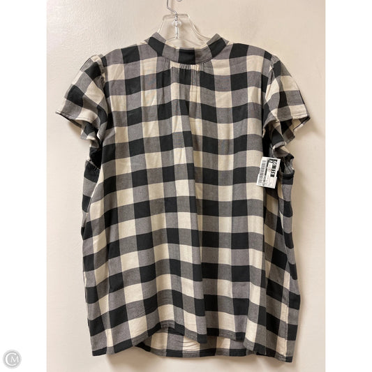 Top Short Sleeve By Ann Taylor In Green & White, Size: L