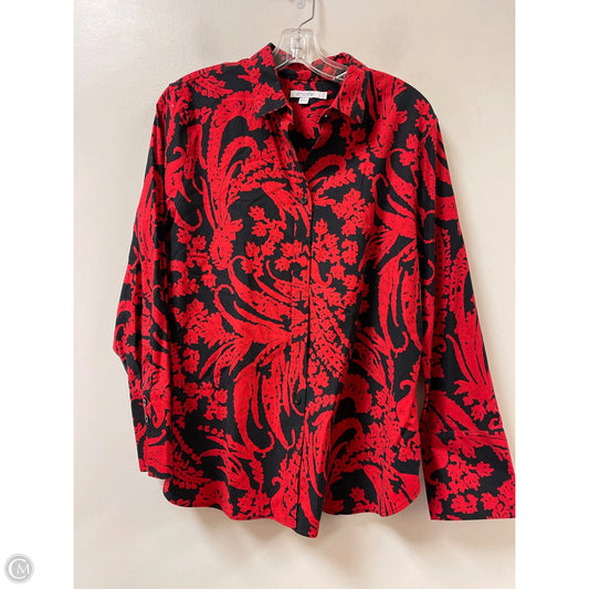 Blouse Long Sleeve By Chicos In Black & Red, Size: L