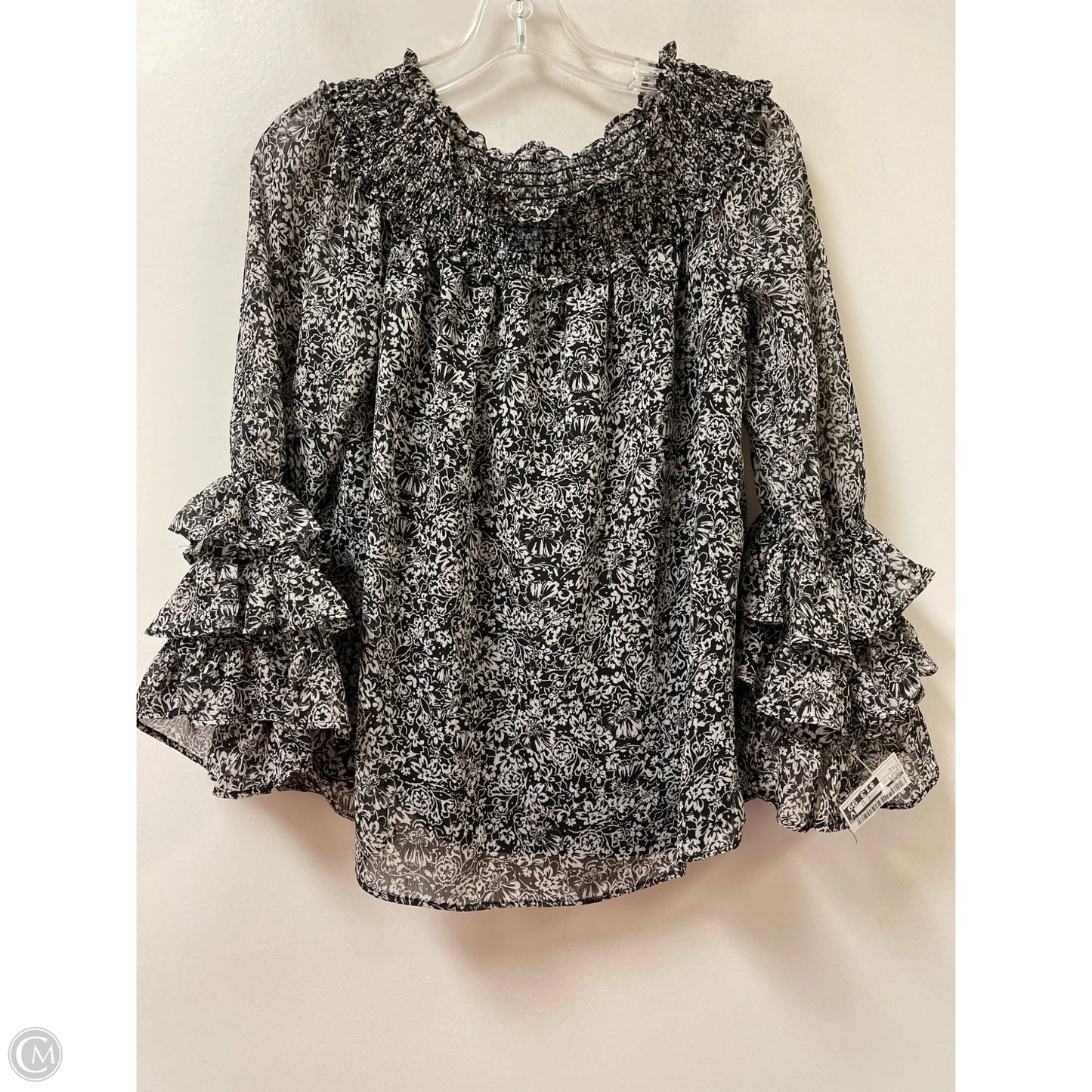 Top Long Sleeve By Cece In Black & White, Size: S