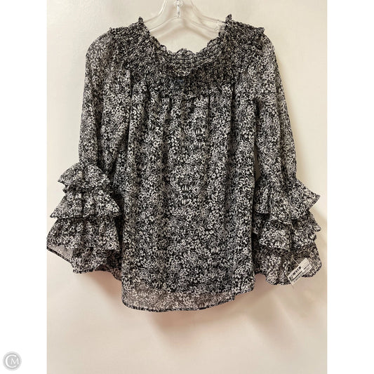 Top Long Sleeve By Cece In Black & White, Size: S