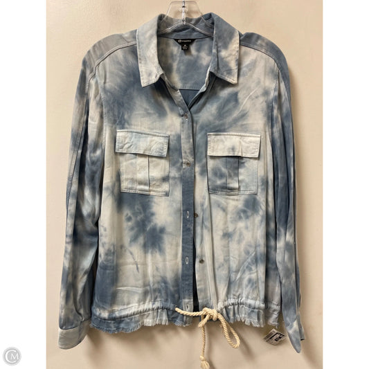 Jacket Shirt By Versona In Blue & Brown, Size: M