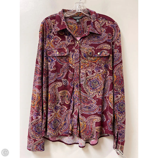 Blouse Long Sleeve By Ralph Lauren In Maroon, Size: Xl
