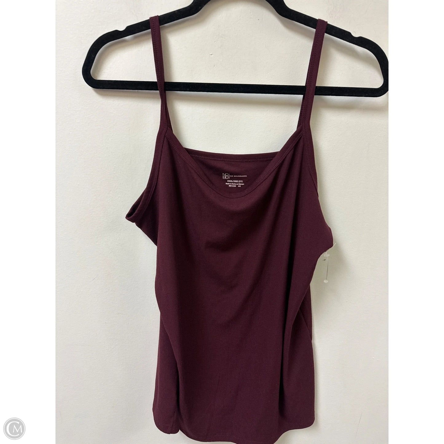 Top Cami By No Boundaries In Maroon, Size: 2x