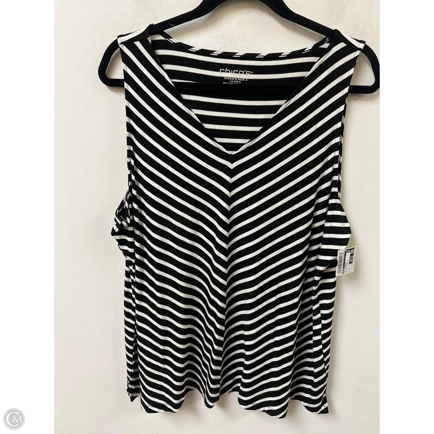 Top Sleeveless By Chicos In Striped Pattern, Size: Xl