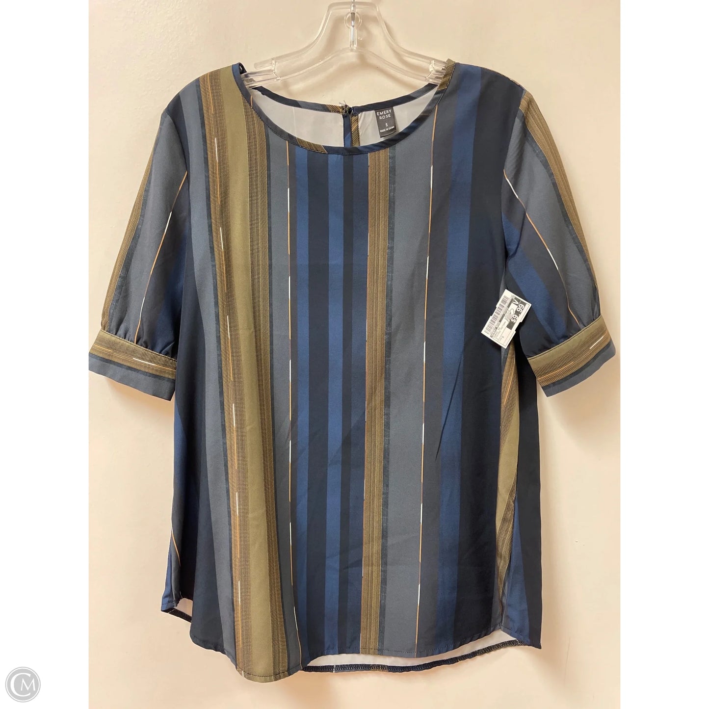 Tunic Short Sleeve By Emery Rose In Striped Pattern, Size: S