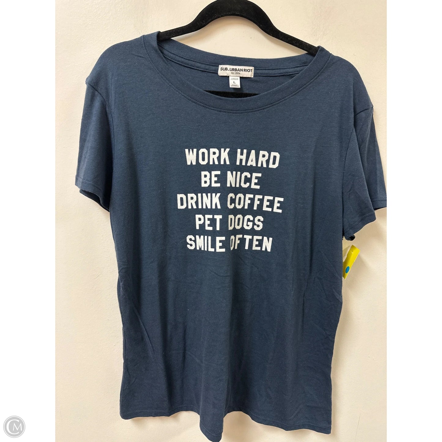 Top Short Sleeve By Clothes Mentor In Navy, Size: L