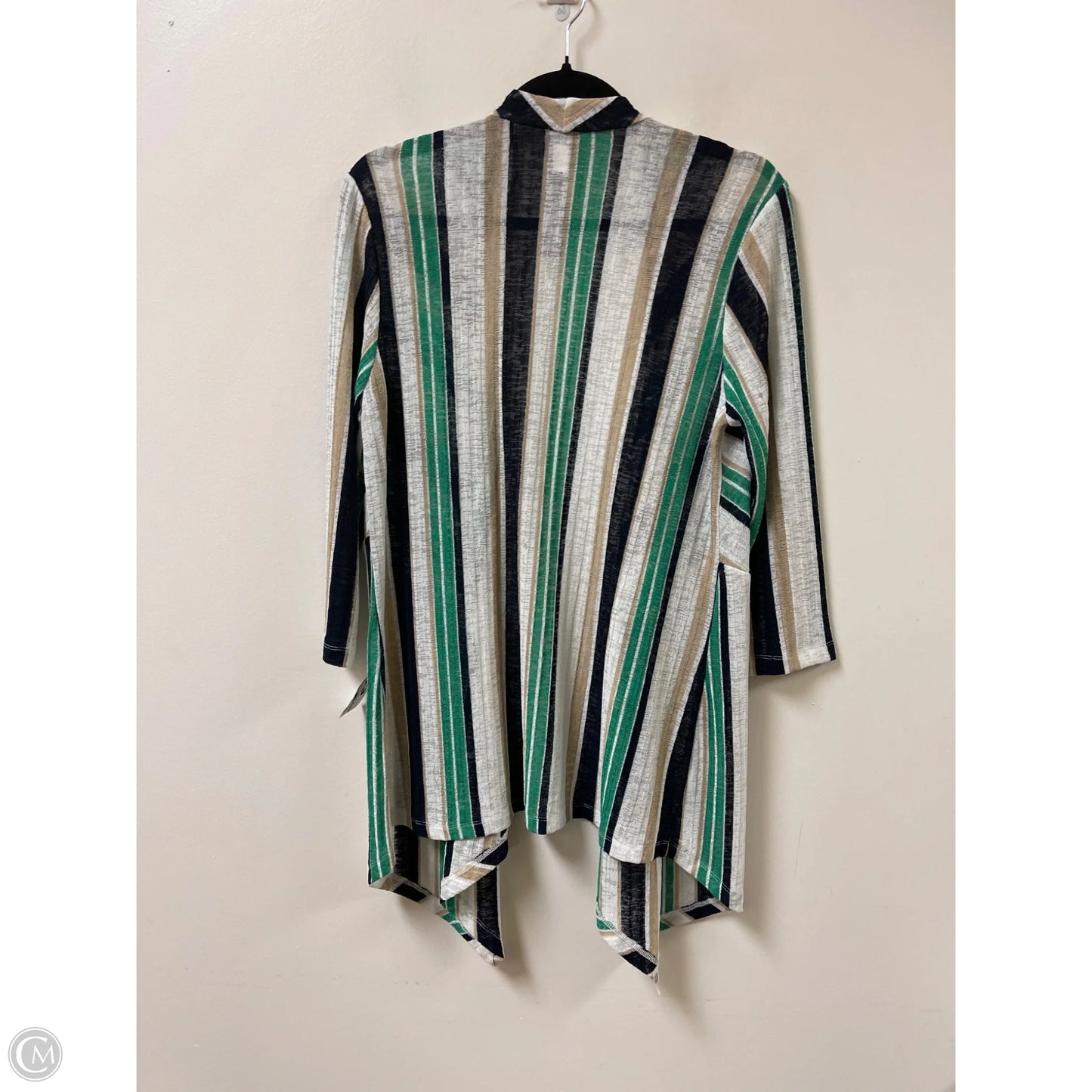 Sweater Cardigan By Chicos In Striped Pattern, Size: M