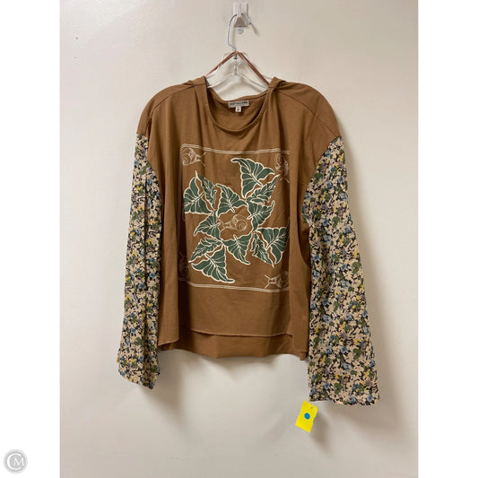 Top Long Sleeve By Earthbound In Tan, Size: L