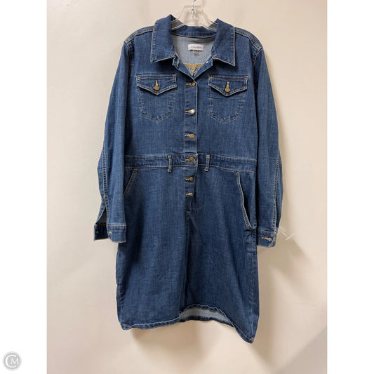 Dress Casual Midi By Calvin Klein In Blue Denim, Size: L