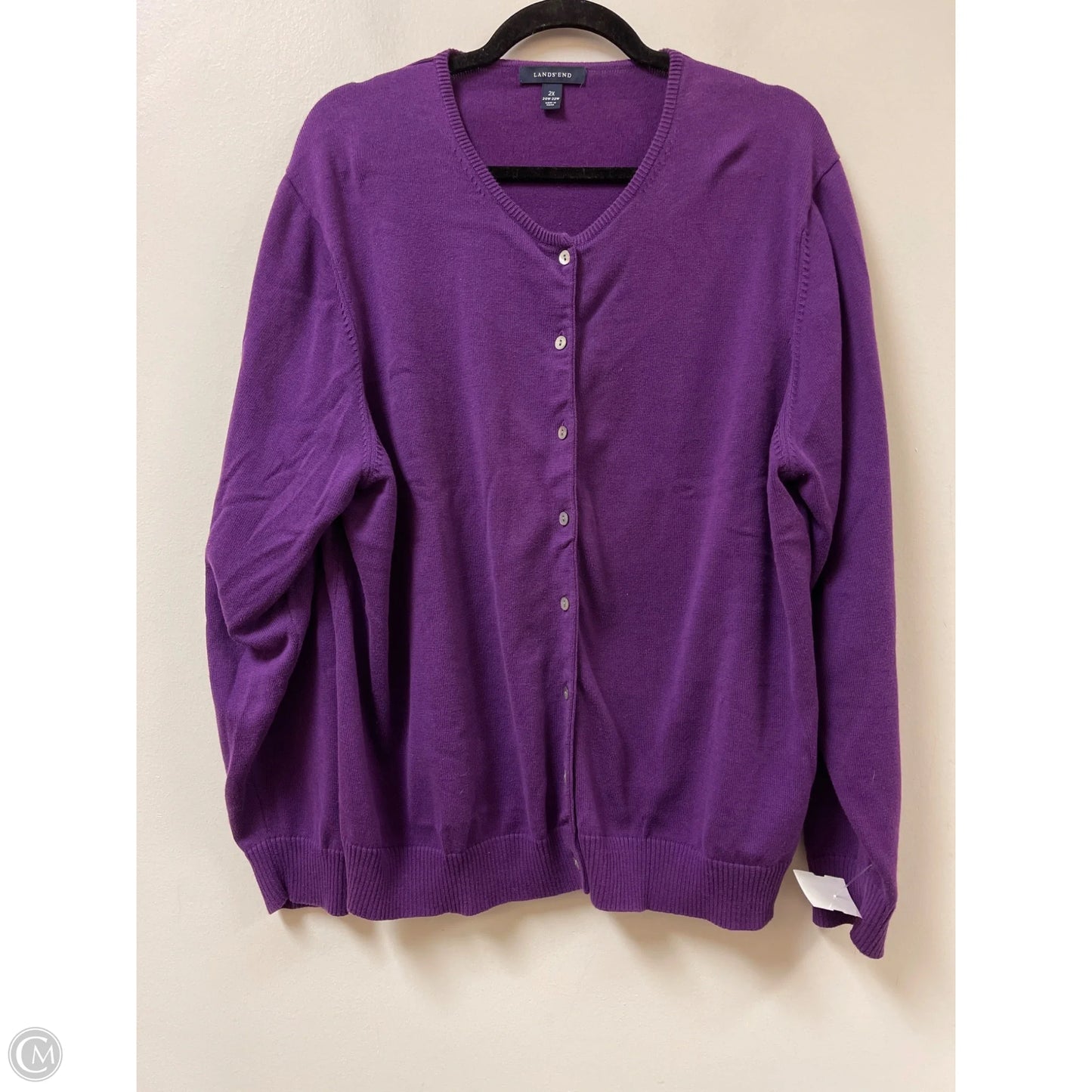Sweater Cardigan By Lands End In Purple, Size: 2x