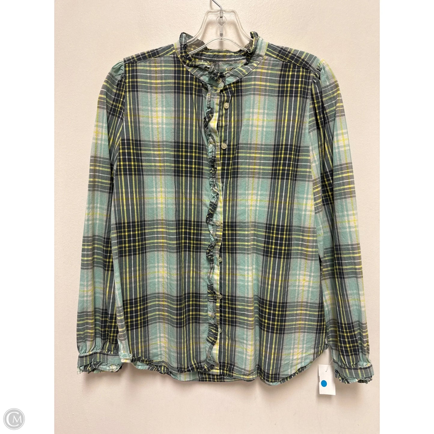Blouse Long Sleeve By Loft In Plaid Pattern, Size: M