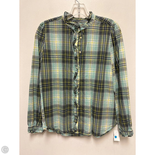 Blouse Long Sleeve By Loft In Plaid Pattern, Size: M