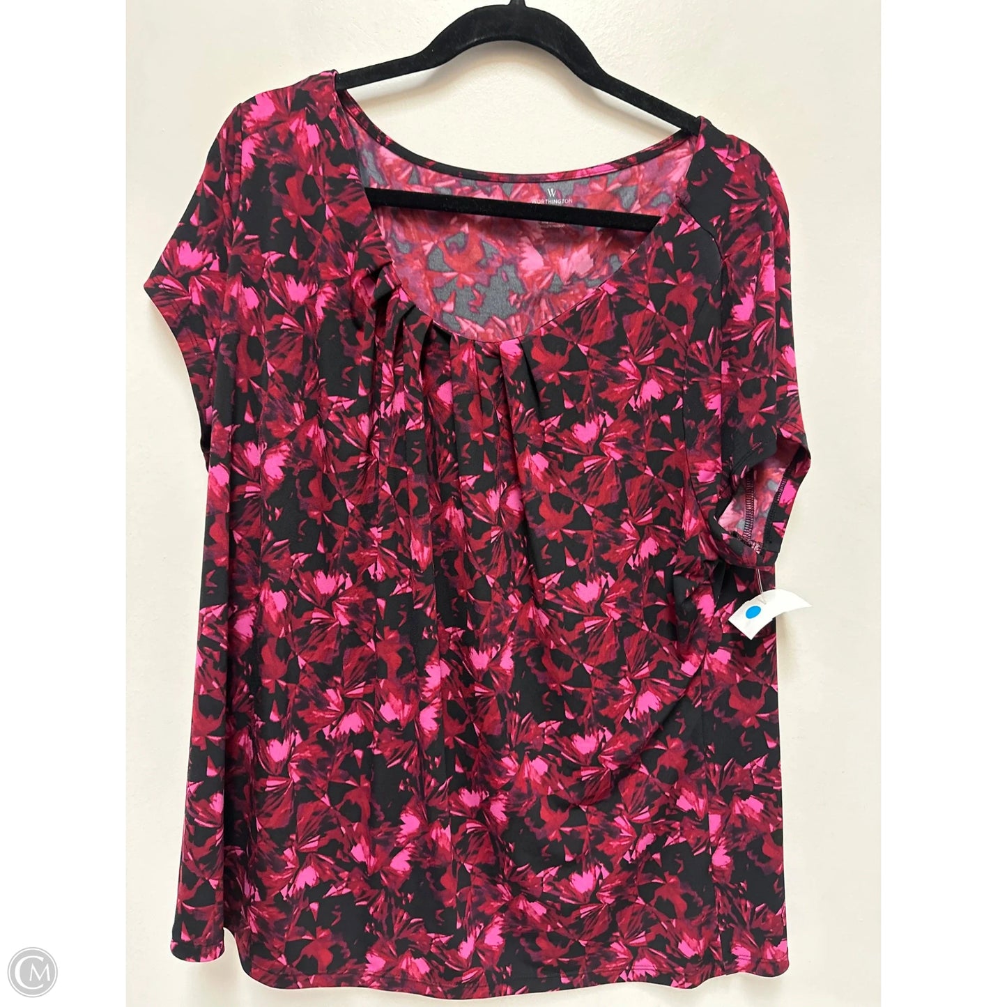 Top Short Sleeve By Worthington In Floral Print, Size: 2x