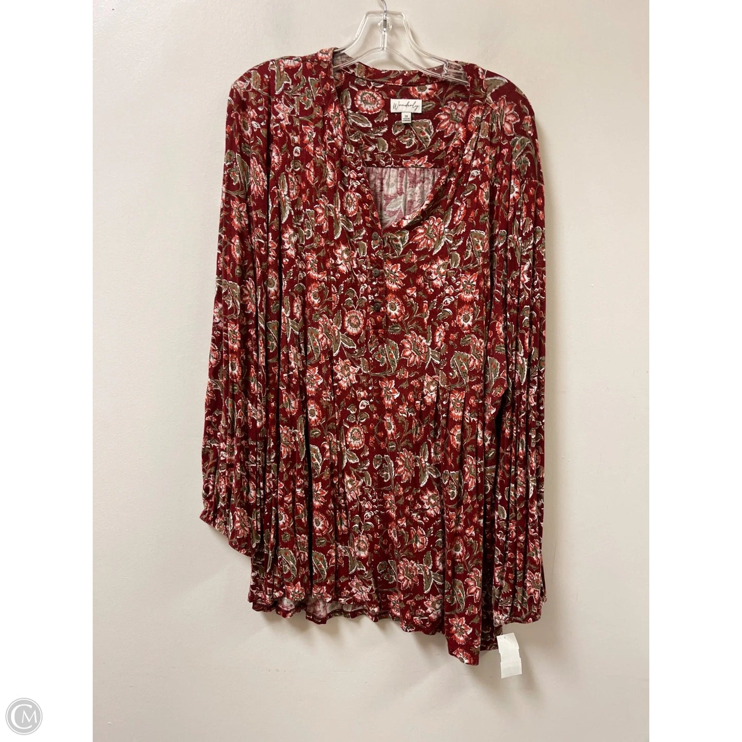 Top Long Sleeve By Zac And Rachel In Red, Size: 3x