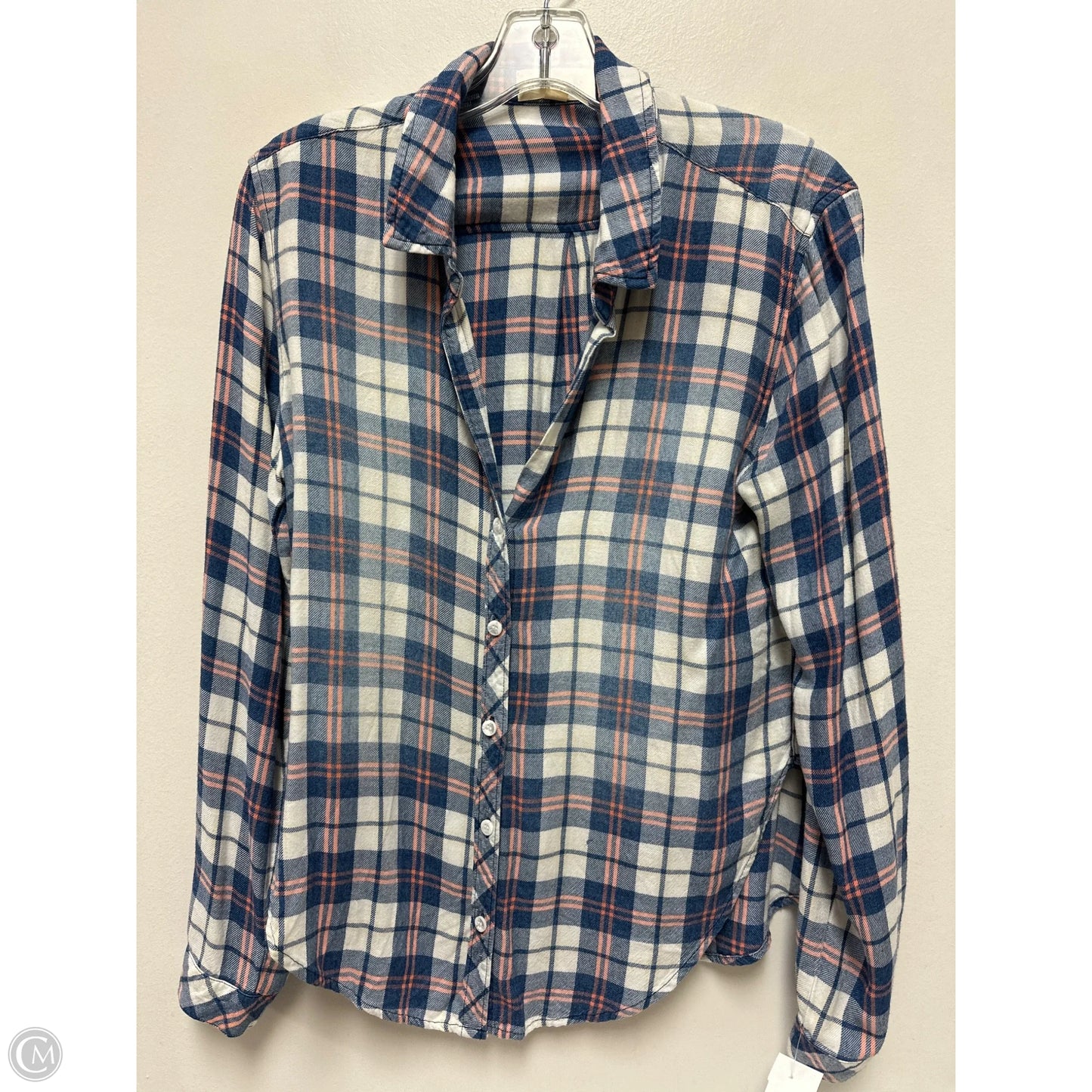 Top Long Sleeve By Cloth & Stone In Plaid Pattern, Size: M