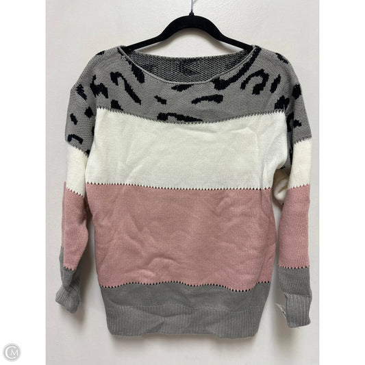 Sweater By Clothes Mentor In Grey & Pink, Size: M