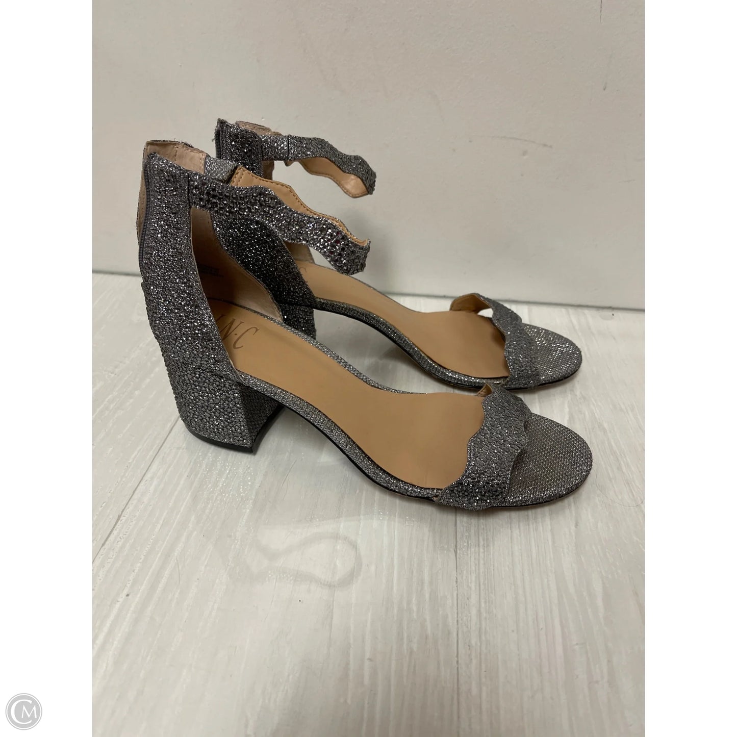 Sandals Heels Block By Inc In Silver, Size: 9