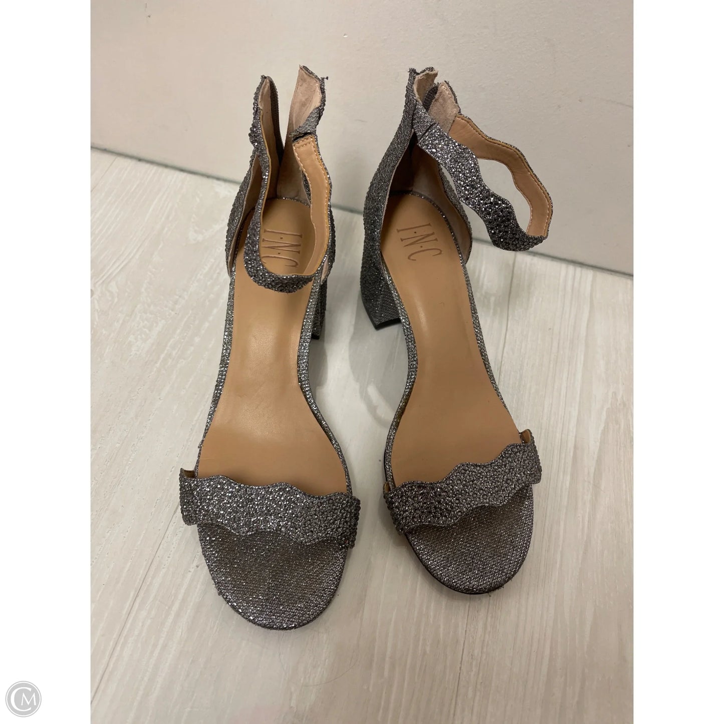 Sandals Heels Block By Inc In Silver, Size: 9