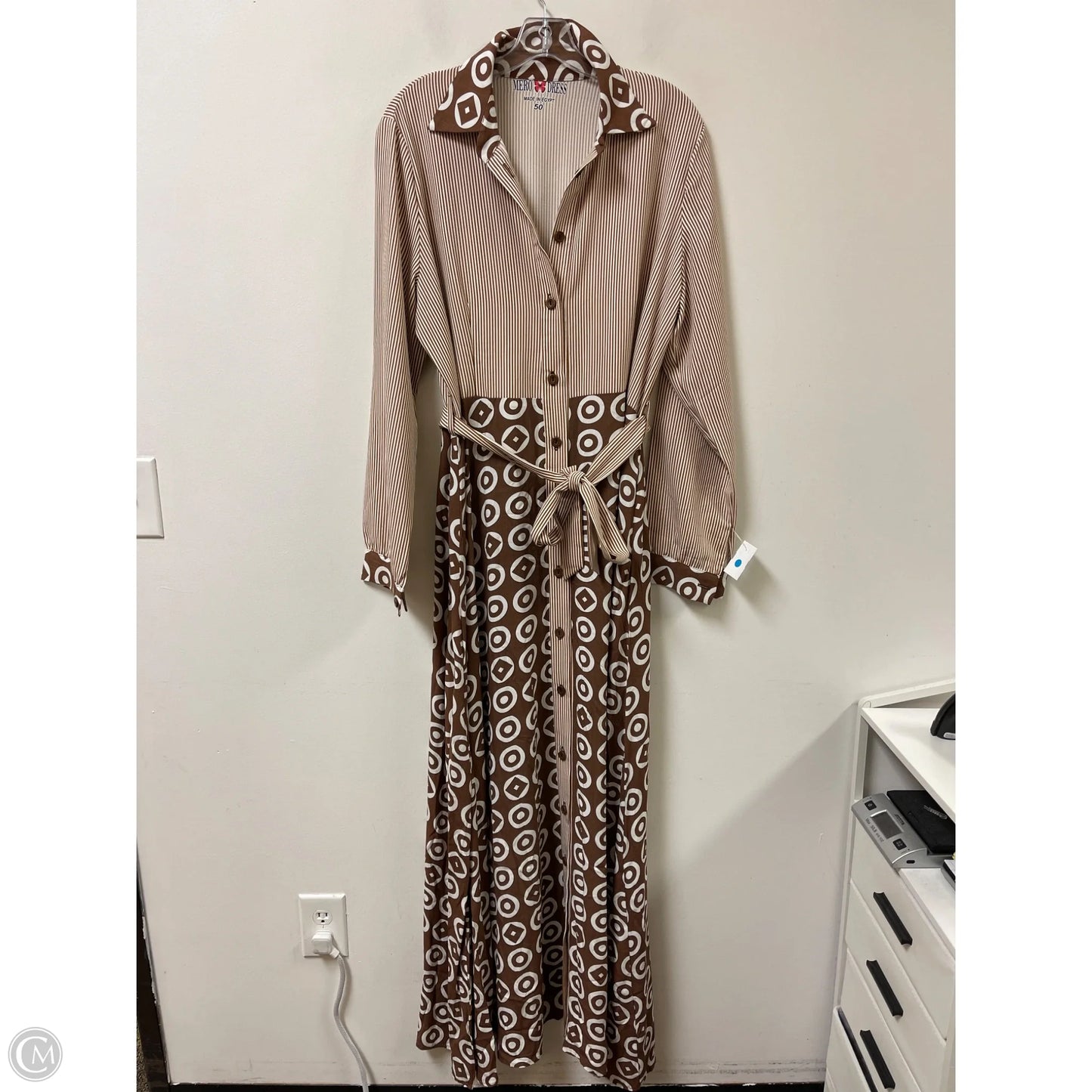 Dress Casual Maxi By Clothes Mentor In Brown & Cream, Size: Xl