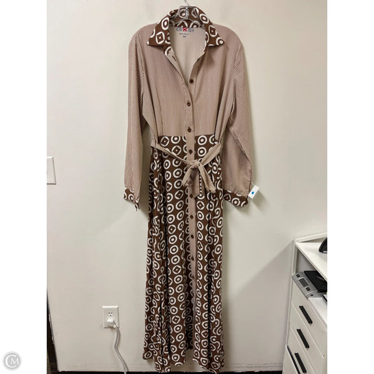 Dress Casual Maxi By Clothes Mentor In Brown & Cream, Size: Xl