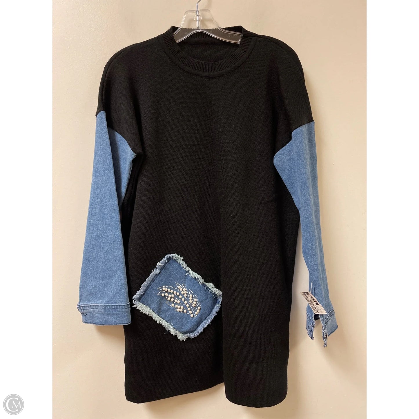 Tunic Long Sleeve By Clothes Mentor In Black & Blue, Size: Xl