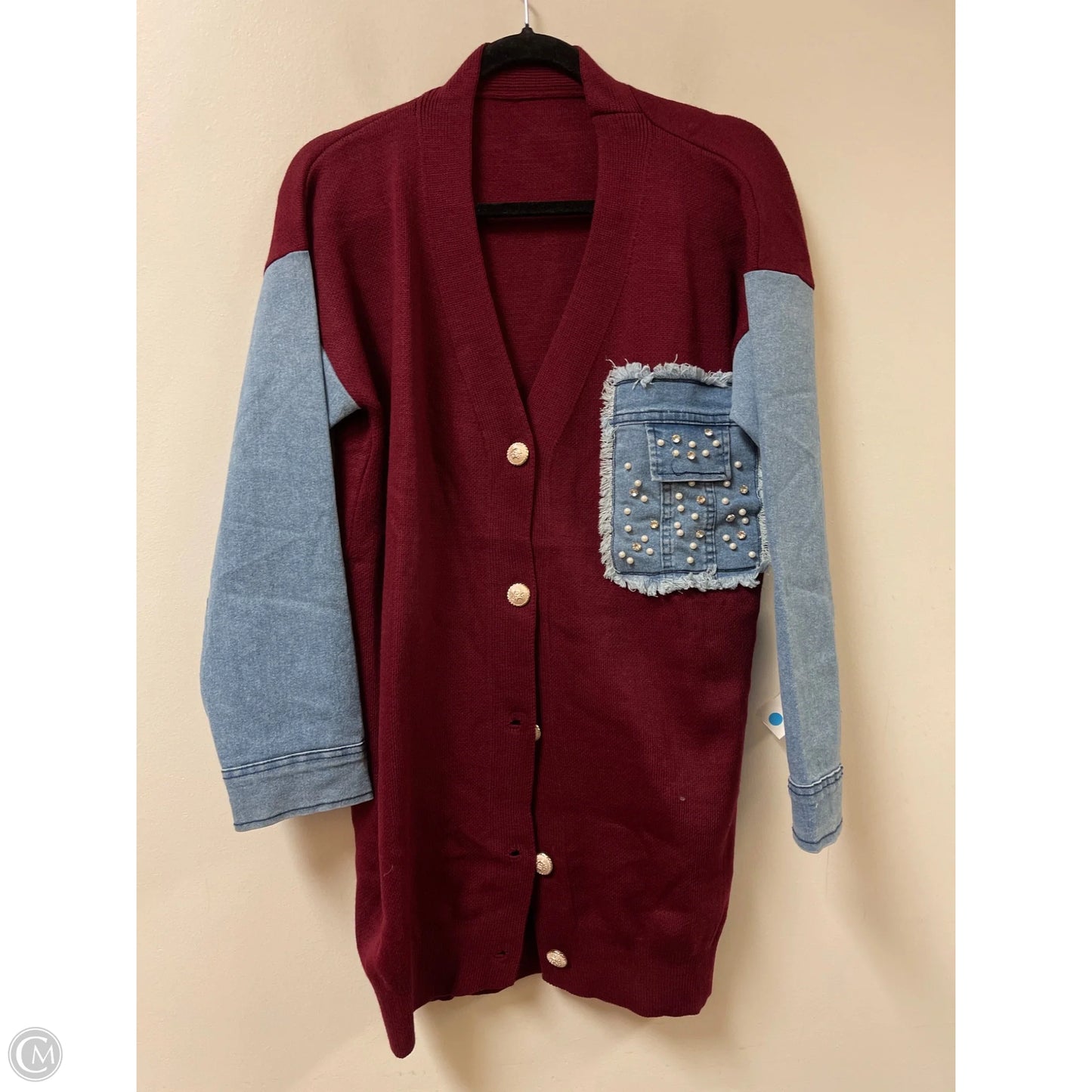 Sweater Cardigan By Clothes Mentor In Blue & Red, Size: Xl