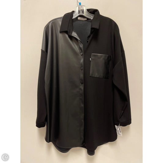 Jacket Shirt By Clothes Mentor In Black, Size: Xl