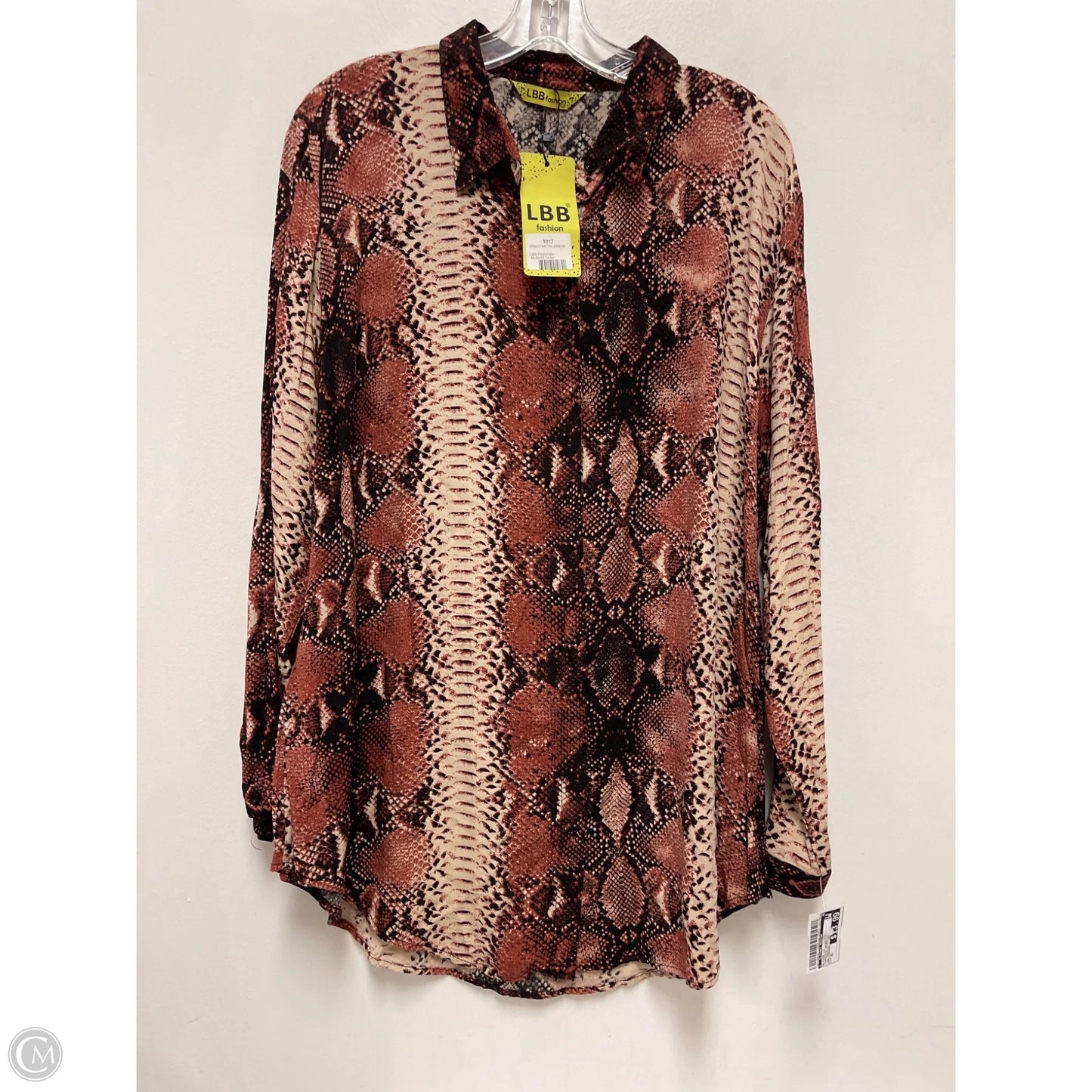 Blouse Long Sleeve By Clothes Mentor In Snakeskin Print, Size: Xl