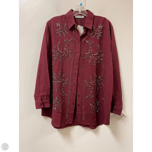 Blouse Long Sleeve By Clothes Mentor In Red, Size: Xl