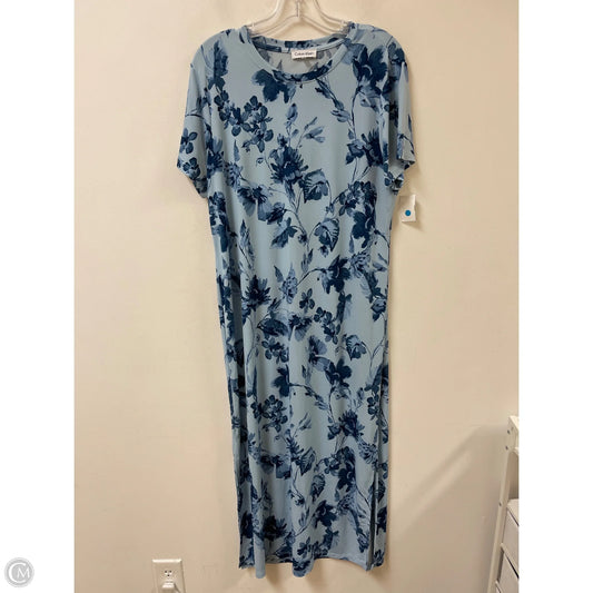 Dress Casual Maxi By Calvin Klein In Blue & Brown, Size: Xl