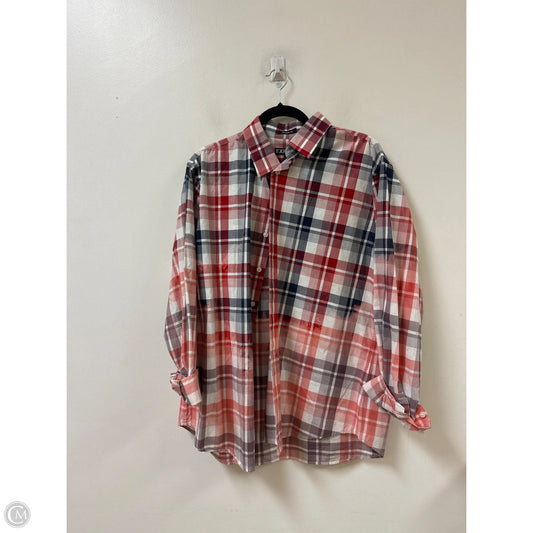 Blouse Long Sleeve By Express In Plaid Pattern, Size: Xl