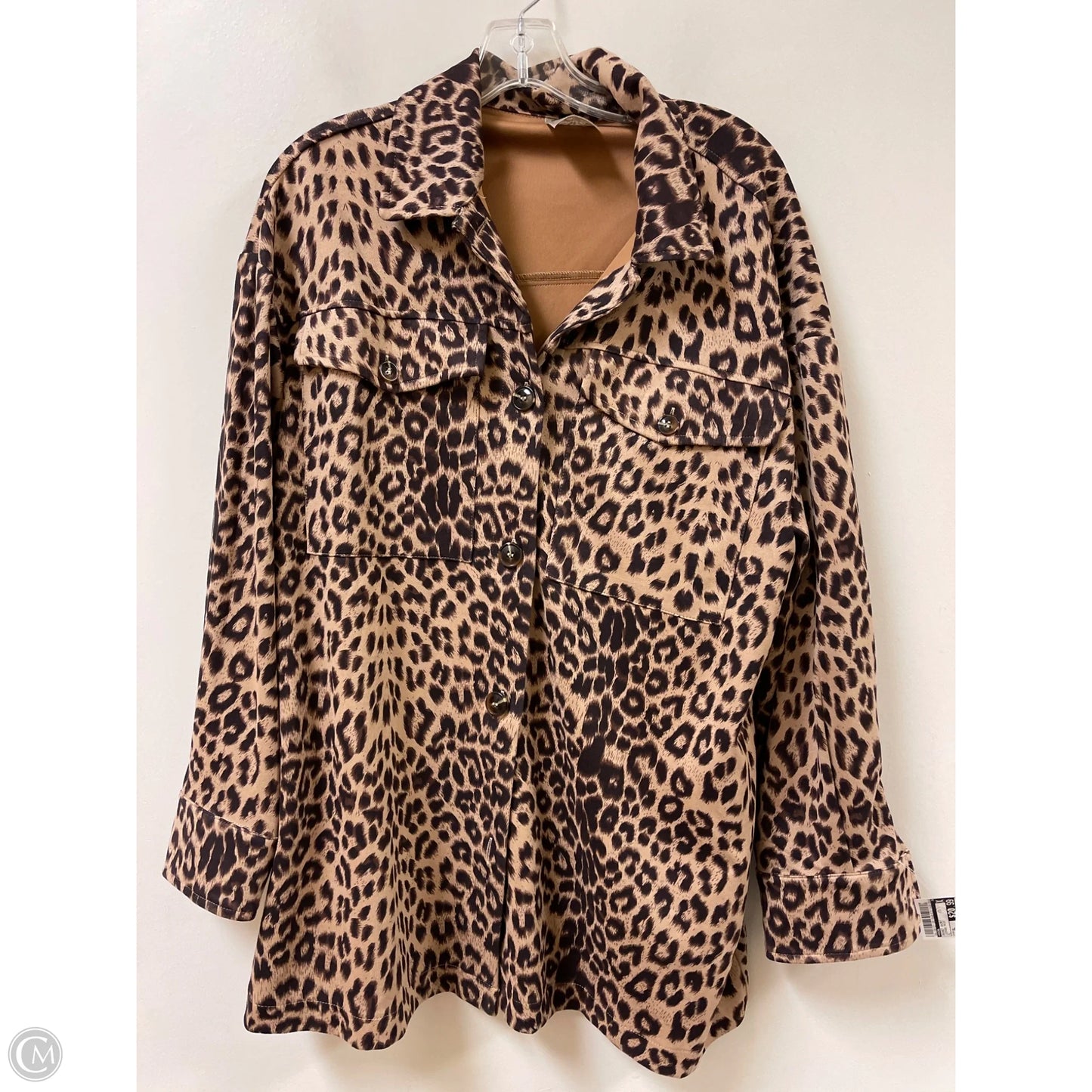 Jacket Shirt By Vocal In Leopard Print, Size: Xl