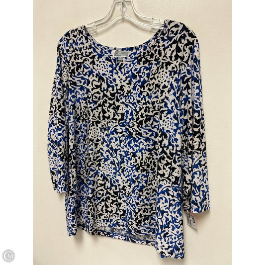 Top Long Sleeve By Jm Collections In Black & Blue, Size: Xl