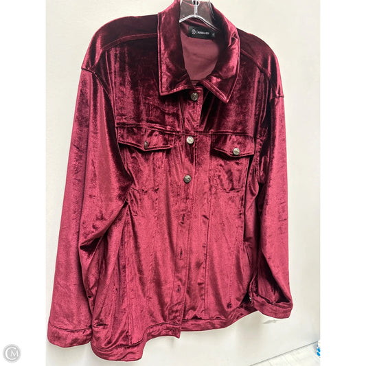 Jacket Shirt By Clothes Mentor In Maroon, Size: L
