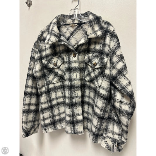 Jacket Shirt By Cotton Bleu In Black & White, Size: L