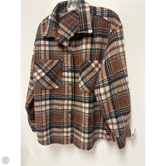 Jacket Shirt By Ee Some In Brown, Size: S