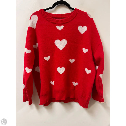 Sweater By Shein In Red & White, Size: 2x