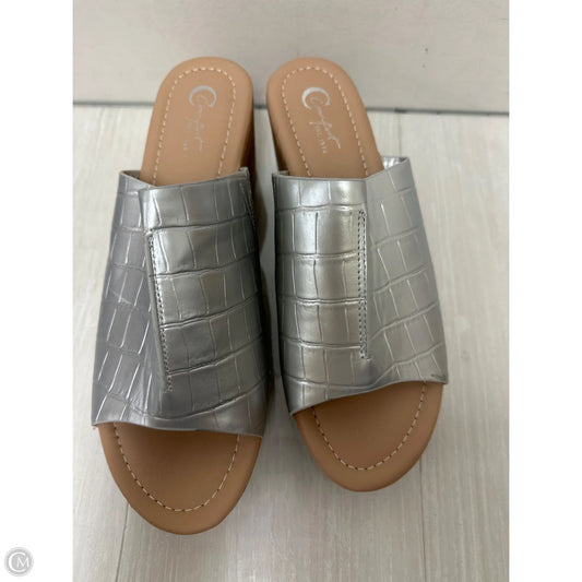 Sandals Heels Platform By Cato In Silver, Size: 8