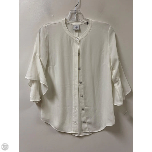 Blouse Long Sleeve By Cabi In White, Size: Xs