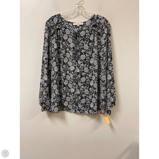 Top Long Sleeve By Loft In Black & White, Size: L