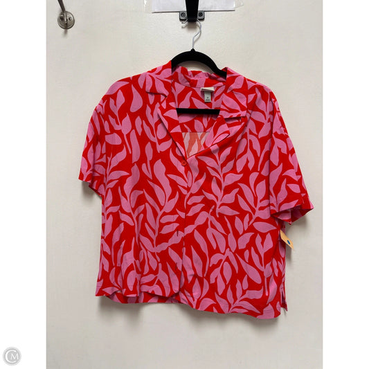 Blouse Short Sleeve By A New Day In Pink & Red, Size: M