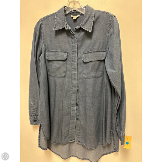 Blouse Long Sleeve By Cato In Navy, Size: S