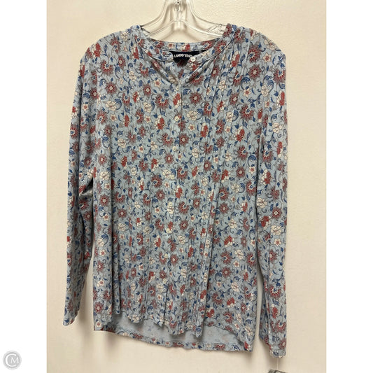 Blouse Long Sleeve By Lands End In Blue & Brown, Size: S