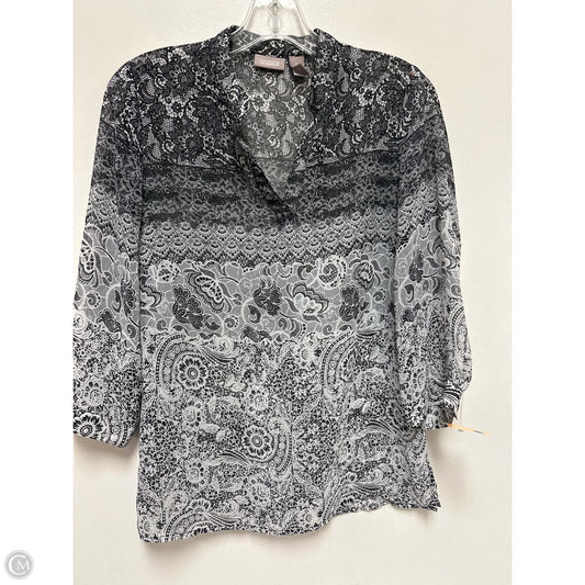 Top Long Sleeve By Chicos In Black & White, Size: S
